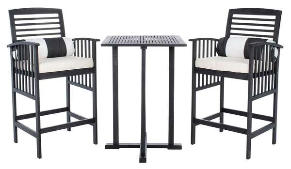 Pate 3 Pcs Bar 39.8 Inch H Table Bistro Set, Table: 27.5
Chair: 25.1" X Table: 39.8
Chair: 50", Black/Beige/Blkwht