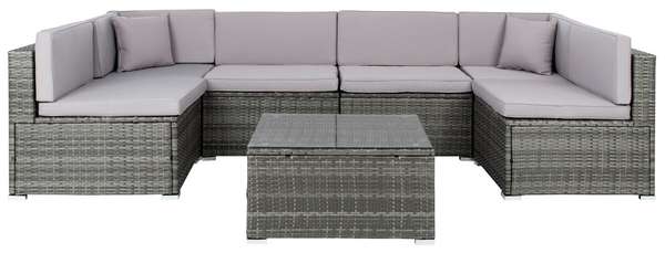 Diona Living Set, Table: 26.13 Chair: 26.13 Corner: 26.13" X Table: 13.85 Chair: 26.13 Corner: 26.13", Grey/Grey