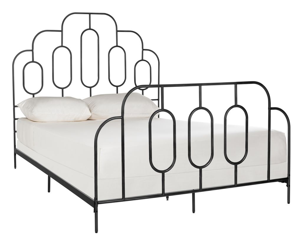 Paloma Metal Retro Queen Bed, 61.88" X 59", Black