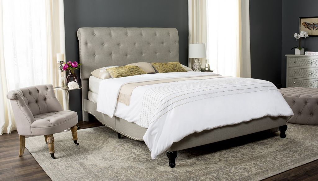 Hathaway Full Bed, 88" X 52.3", Light Grey