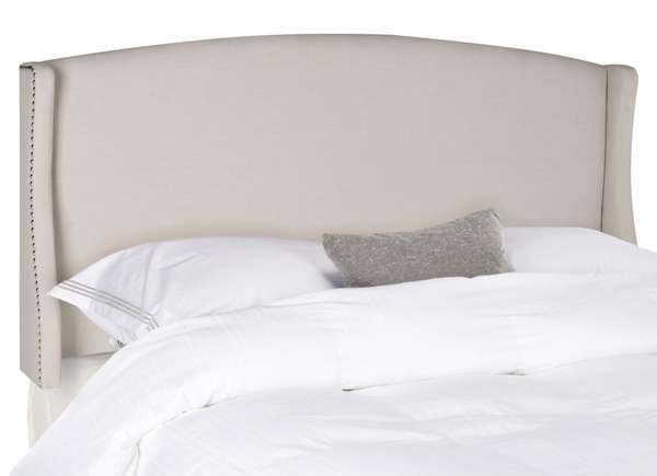 Austin Taupe Winged Headboard - Silver Nail Head, 66.5" X 54.1"
