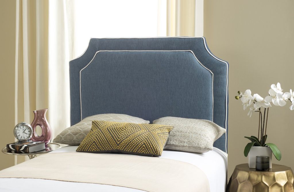 Dane Denim Blue & White Piping Headboard, 41.5" X 54.3"