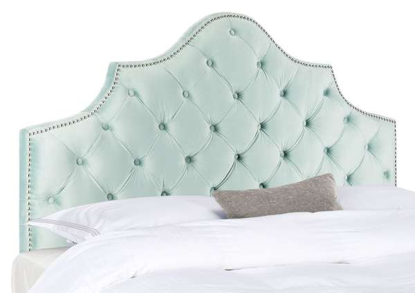 Arebelle Velvet Tufted Headboard - Silver Nail Heads, 62.2" X 53.9"