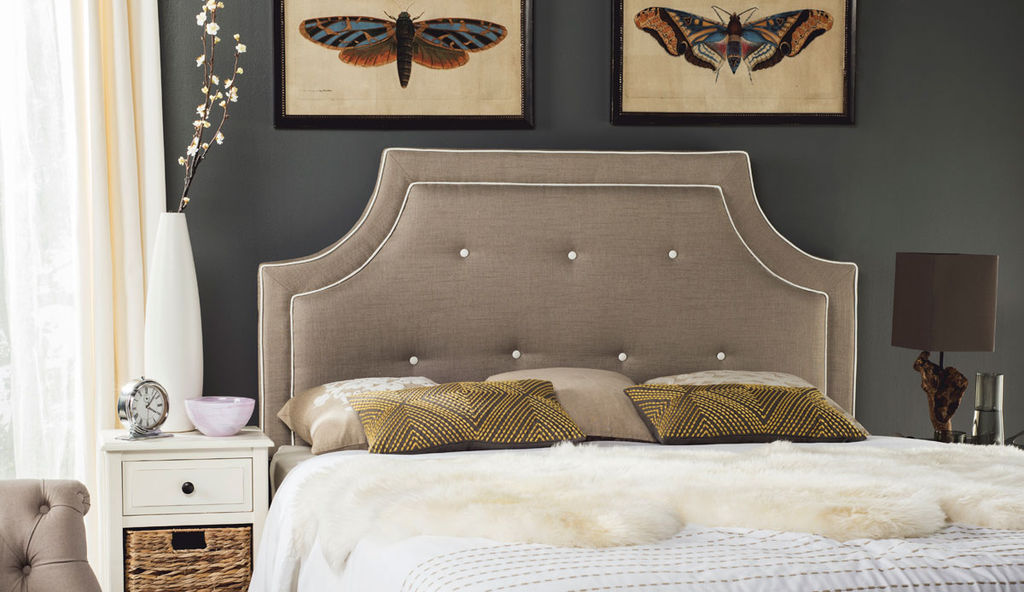 Tallulah Light Oyster Arched Tufted Headboard - King Bed