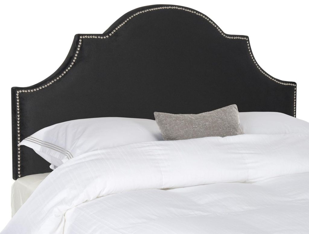 Preview image for Hallmar Black Velvet Headboard - Silver Nail Head, 55.9" X 53.7"