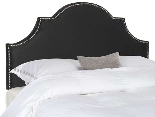 Hallmar Black Velvet Headboard - Silver Nail Head, 55.9" X 53.7"
