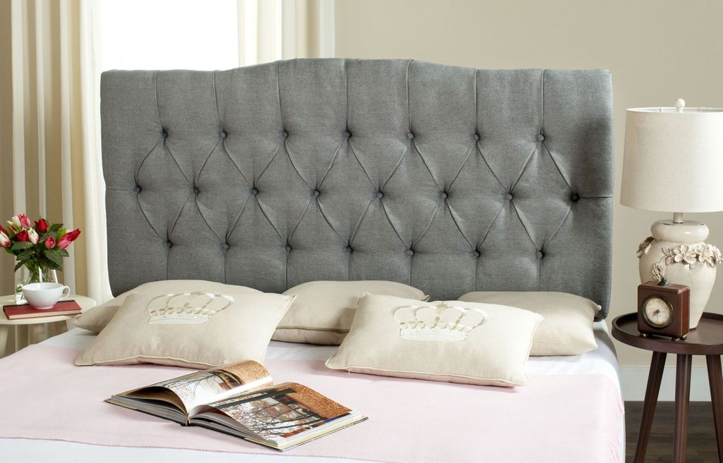 Axel Grey Linen Tufted Headboard, 61.8" X 54.1"