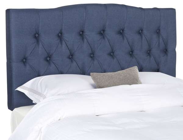 Axel Navy Linen Tufted Headboard, 61.8" X 54.1"