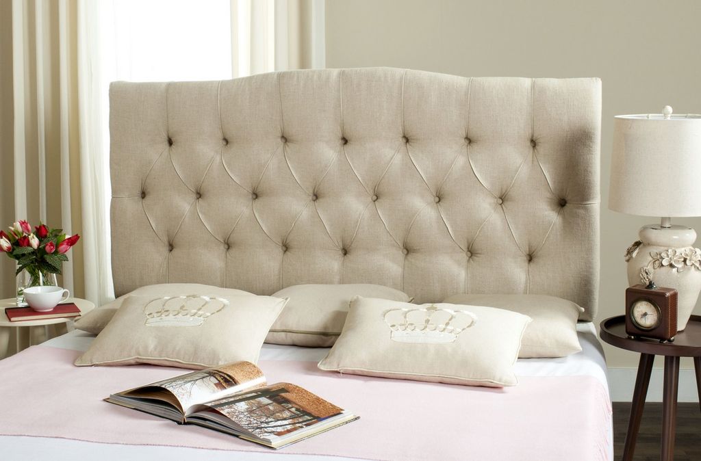 Axel Hemp Linen Tufted Headboard, 61.8" X 54.1", Hemp