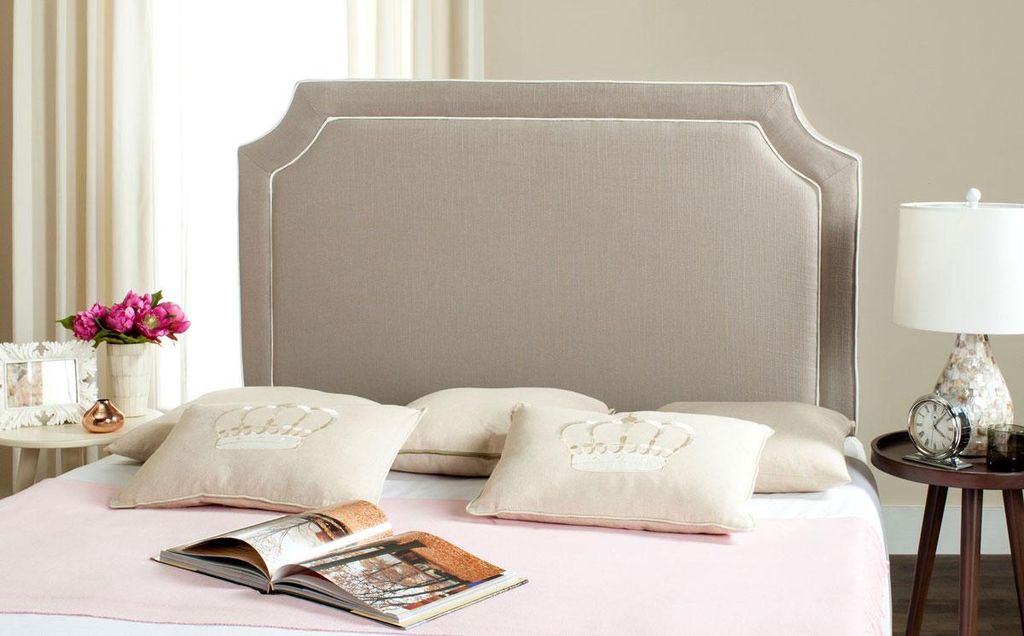 Dane Oyester & White Piping Headboard, 55.5" X 54.5"