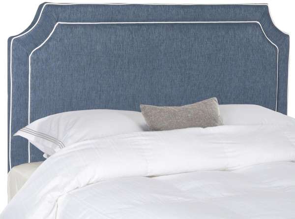 Dane Denim Blue & White Piping Headboard, 61.8" X 54.3"