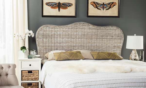 Imelda White Washed Headboard, 65.3" X 53"