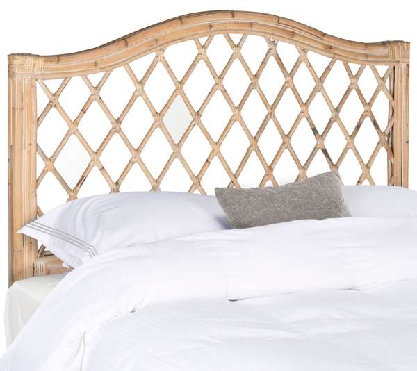 Gabrielle White Washed Wicker Headboard, 55.5" X 55.1"