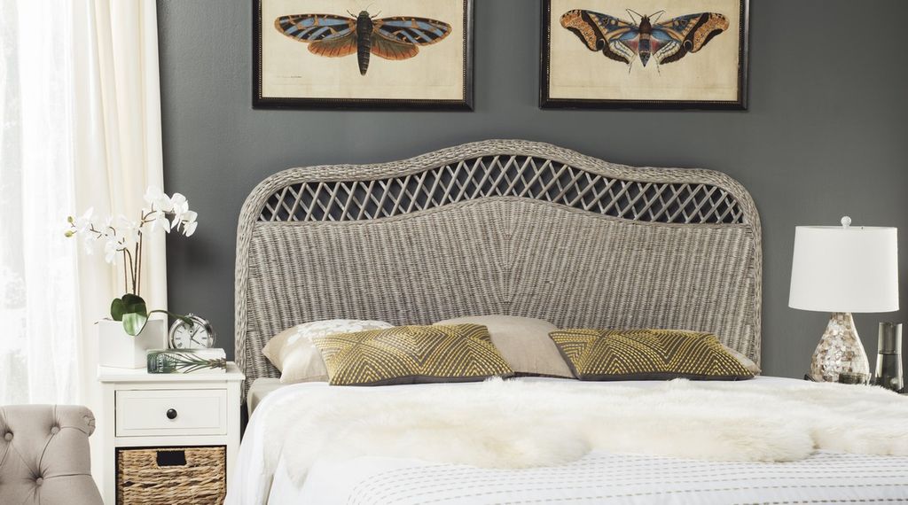 Sephina Antique Grey Rattan Headboard, 63.4" X 53.3"