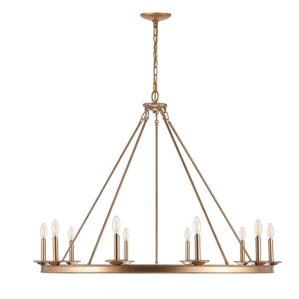 10Lt Chandelier, 46.5" X 110", Gold Painted