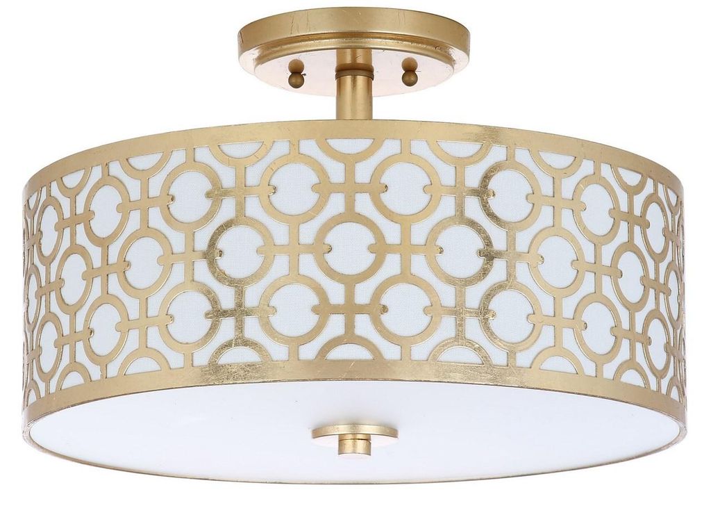 Preview image for Vera Chain-Link 3 Light 15.5-Inch Dia Gold Flush Mount, 15.5" X 10.5"