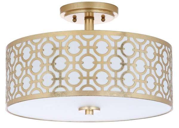 Vera Chain-Link 3 Light 15.5-Inch Dia Gold Flush Mount, 15.5" X 10.5"
