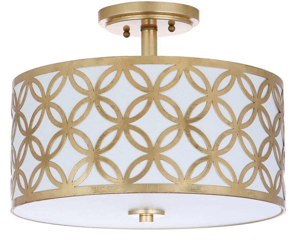 Cecily Leaf Trellis 3 Light 15-Inch Dia Gold Flush Mount, 15" X 10.5"