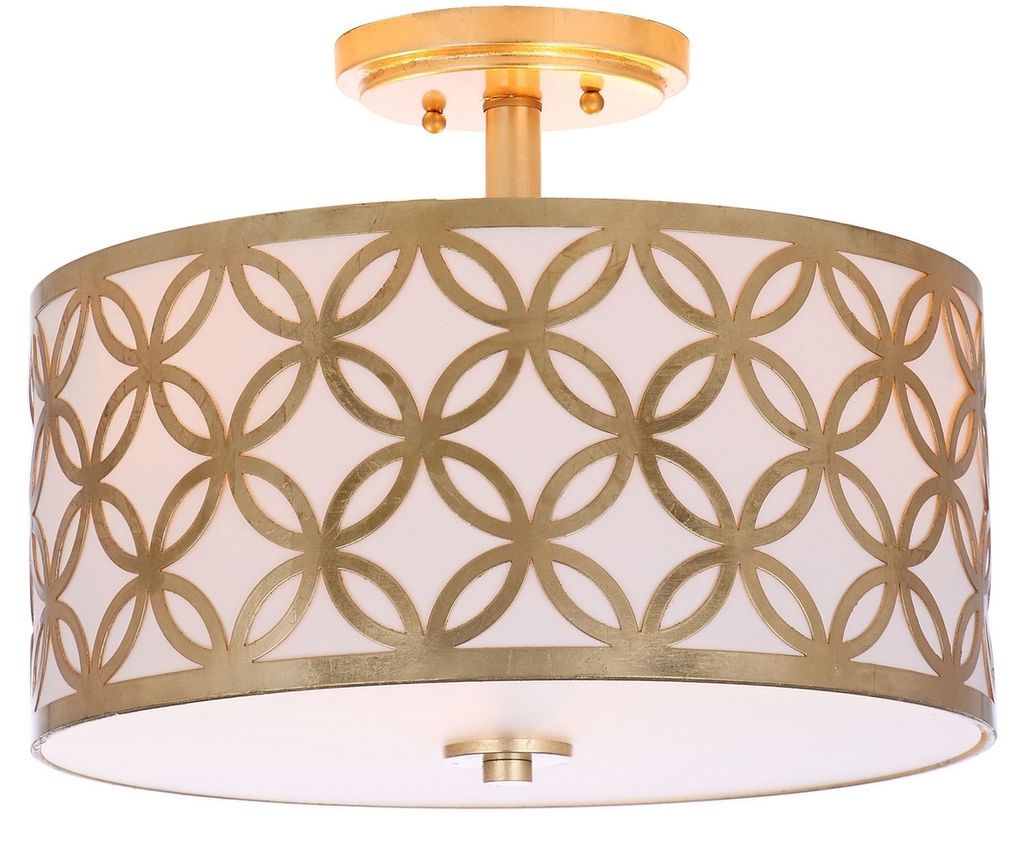 Cecily Leaf Trellis 3 Light 15-Inch Dia Gold Flush Mount, 15" X 10.5"