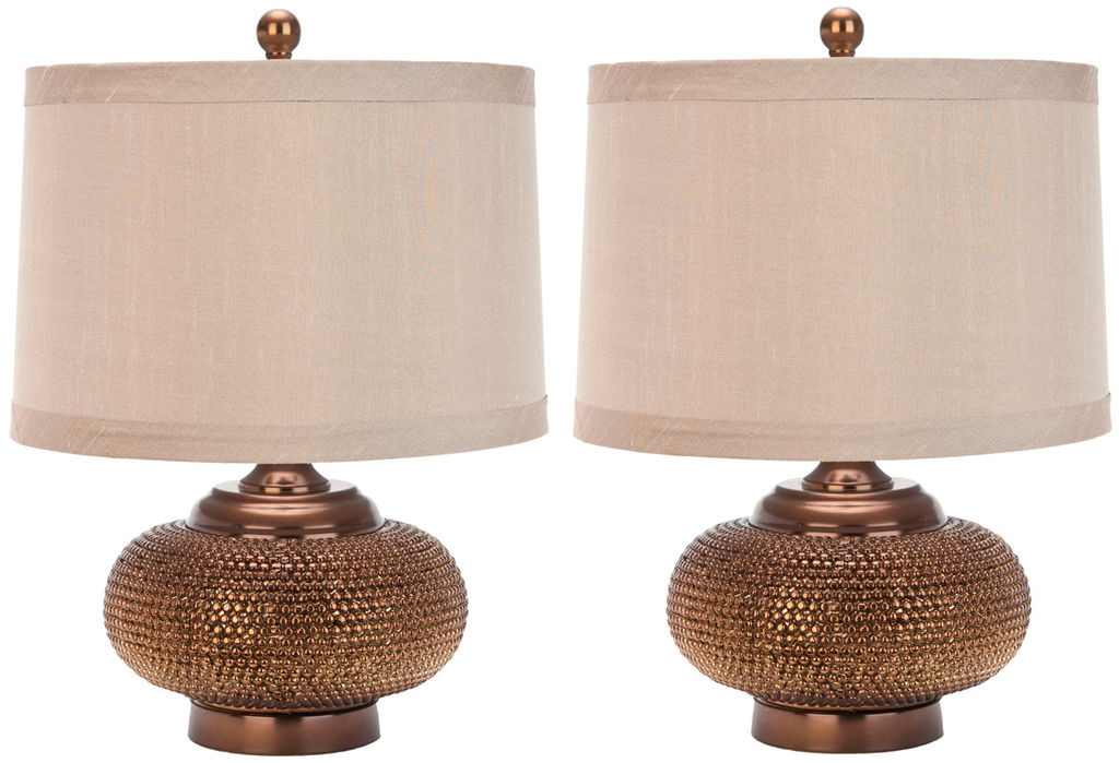 Alexis 19-Inch H Gold Bead Lamp, 14" X 19", Resin/Iron/30% Cotton; 70% Polyester, Set Of 2