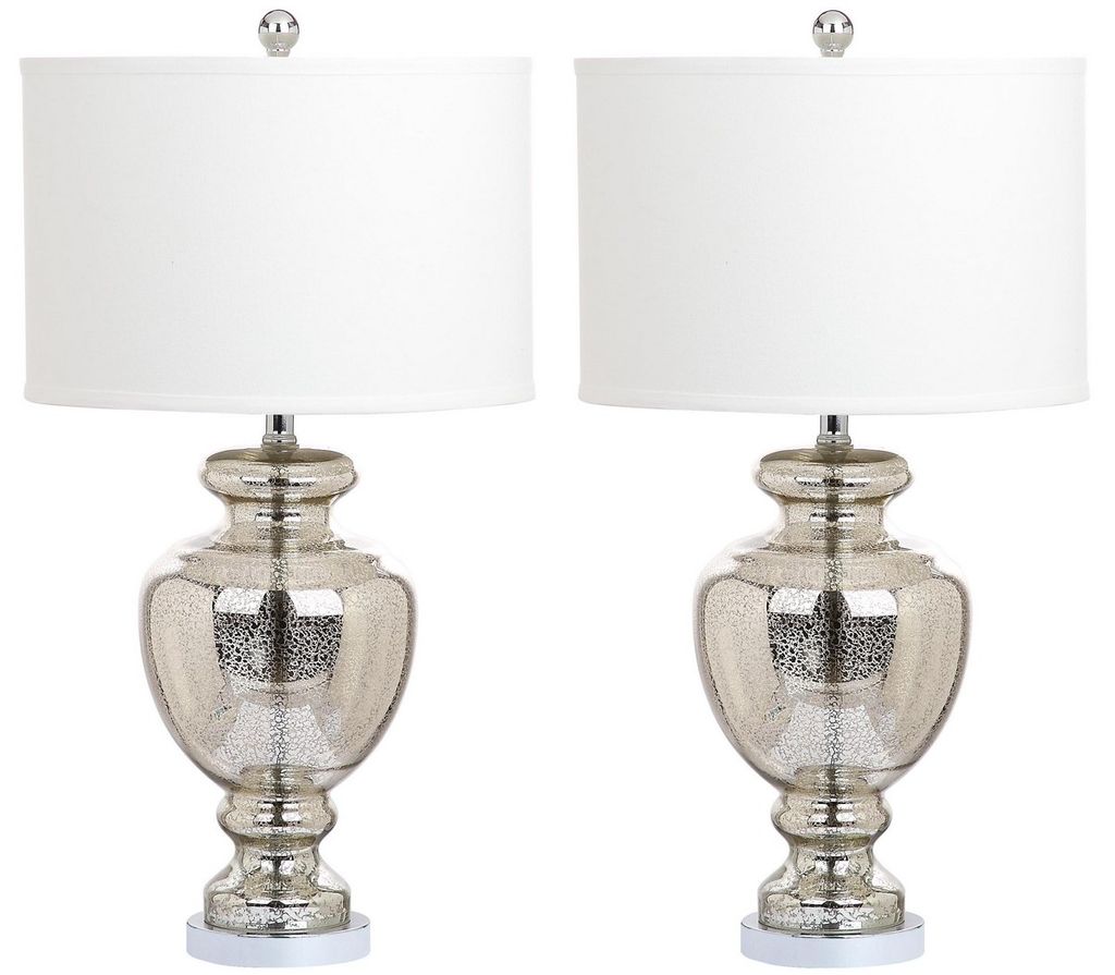 Preview image for Morocco Mercury 28-Inch H Glass Table Lamp, 15" X 28", Silver/Ivory, Set Of 2