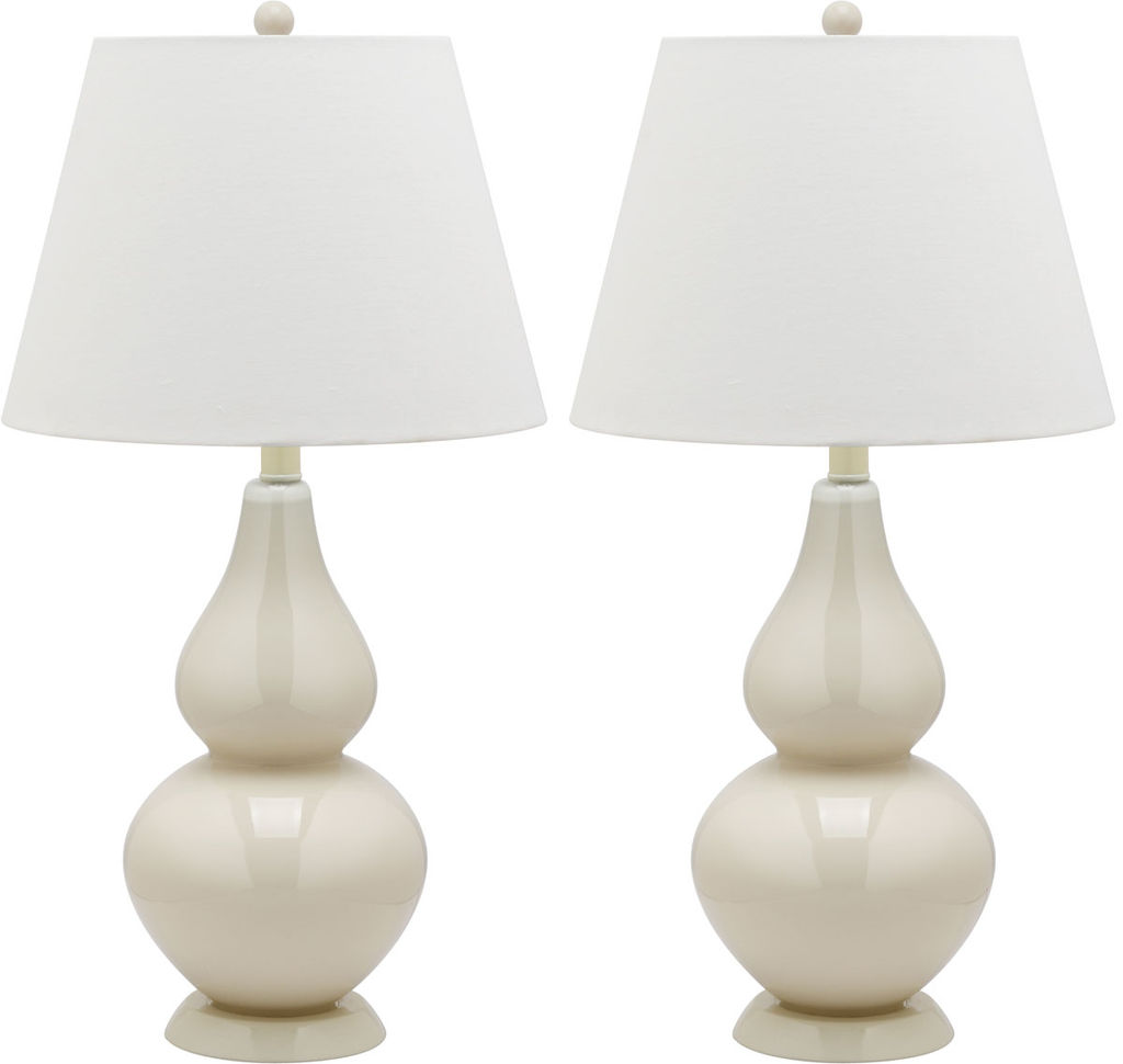Cybil 26-Inch H Double Gourd Lamp, 14" X 26", White, Set Of 2