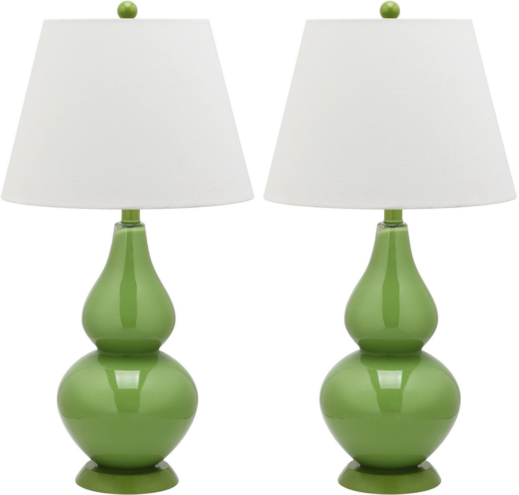 Cybil 26-Inch H Double Gourd Lamp, 14" X 26", Green, Set Of 2