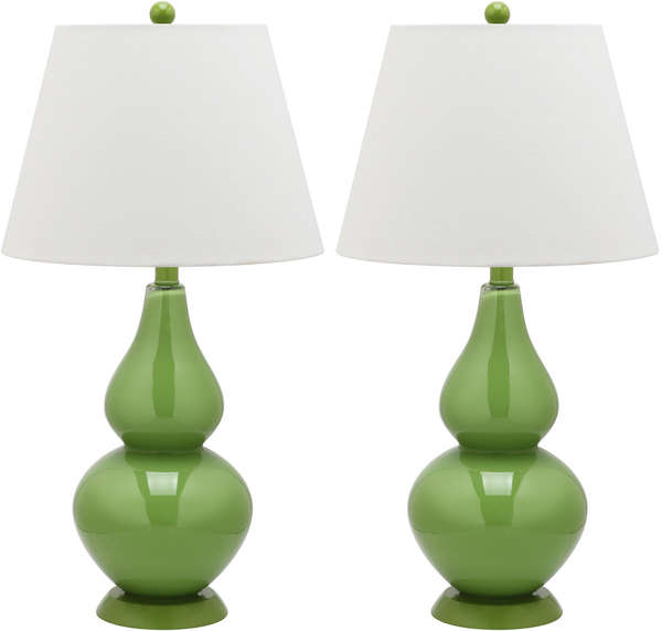 Cybil 26-Inch H Double Gourd Lamp, 14" X 26", Green, Set Of 2