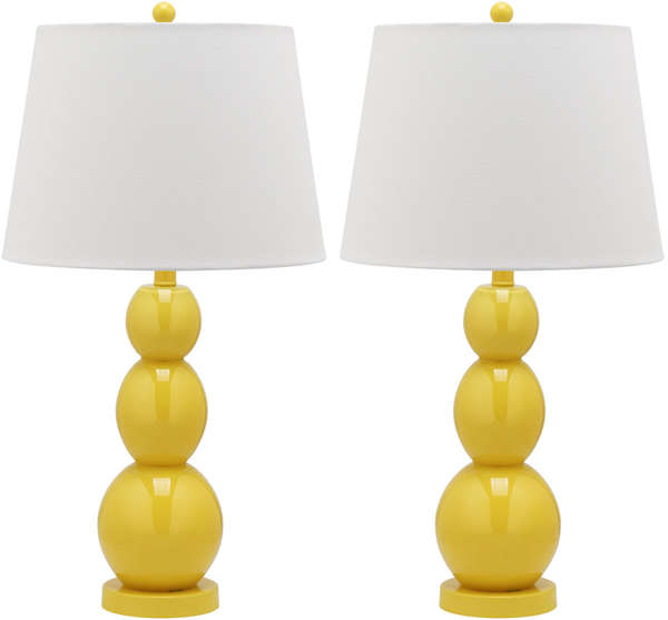 Jayne 26.5-Inch H Three Sphere Glass Lamp, 14" X 26.5", Yellow, Set Of 2