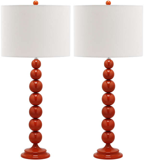 Jenna 31.5-Inch H Stacked Ball Lamp, 14" X 31.5", Blood Orange, Set Of 2