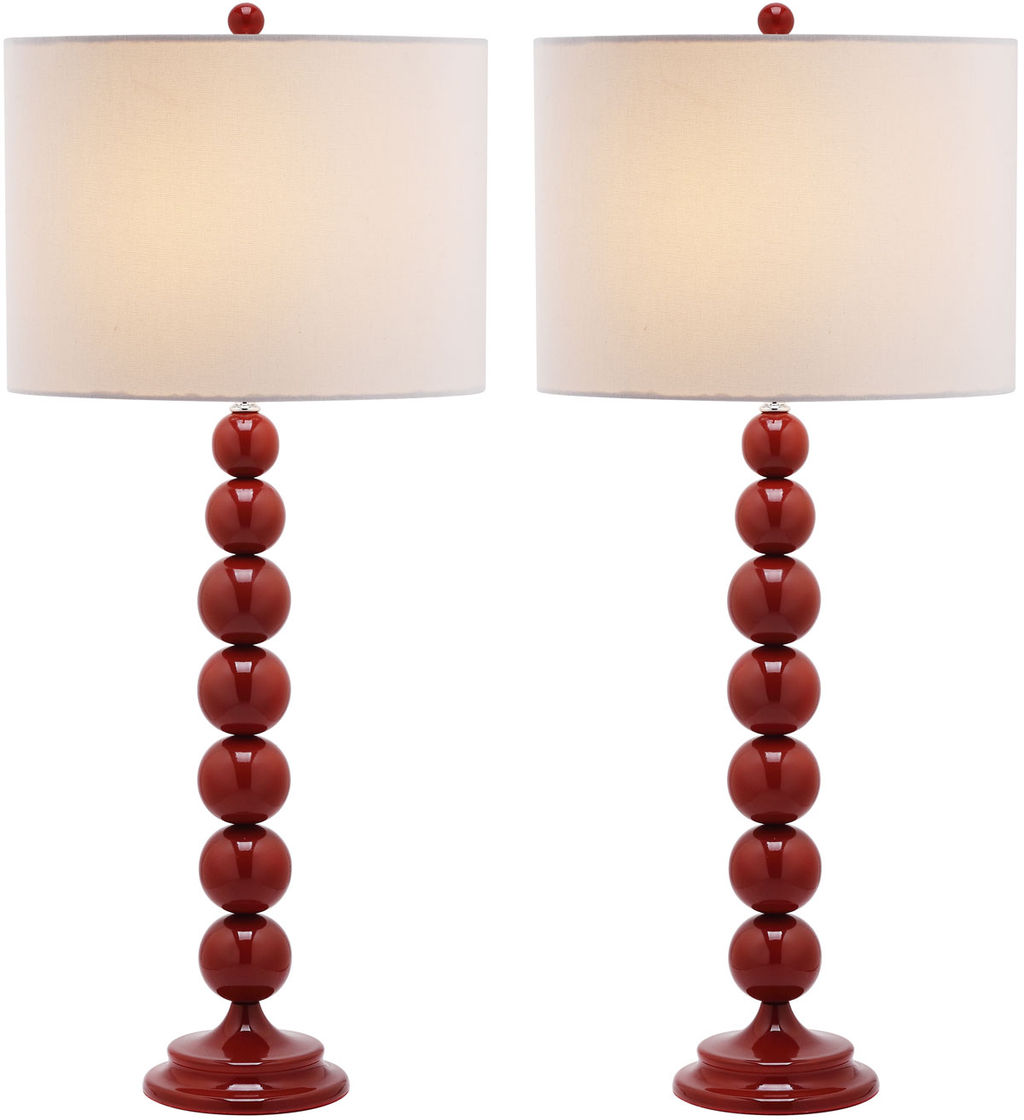 Jenna 31.5-Inch H Stacked Ball Lamp, 14" X 31.5", Red, Set Of 2