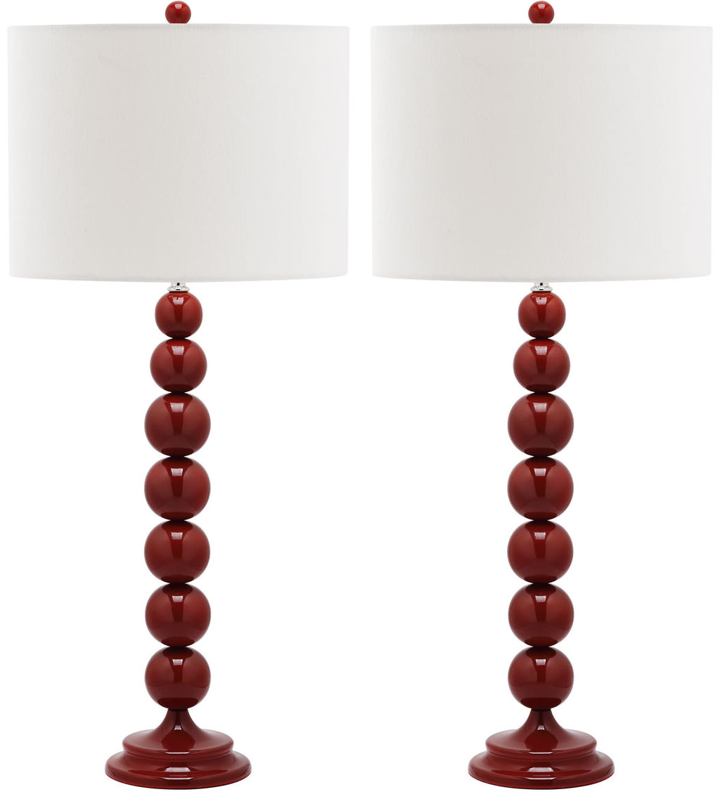 Jenna 31.5-Inch H Stacked Ball Lamp, 14" X 31.5", Red, Set Of 2