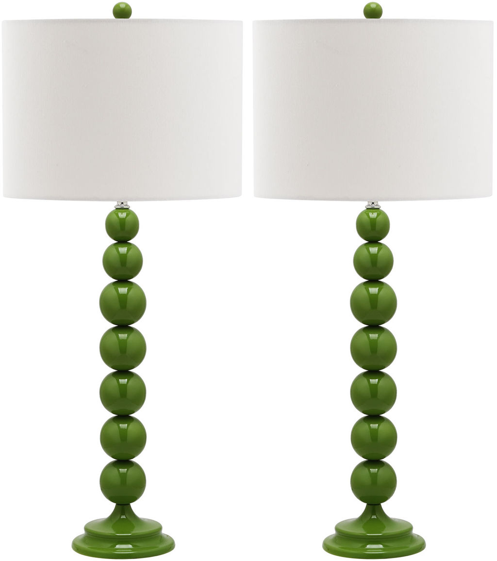 Jenna 31.5-Inch H Stacked Ball Lamp, 14" X 31.5", Green, Set Of 2