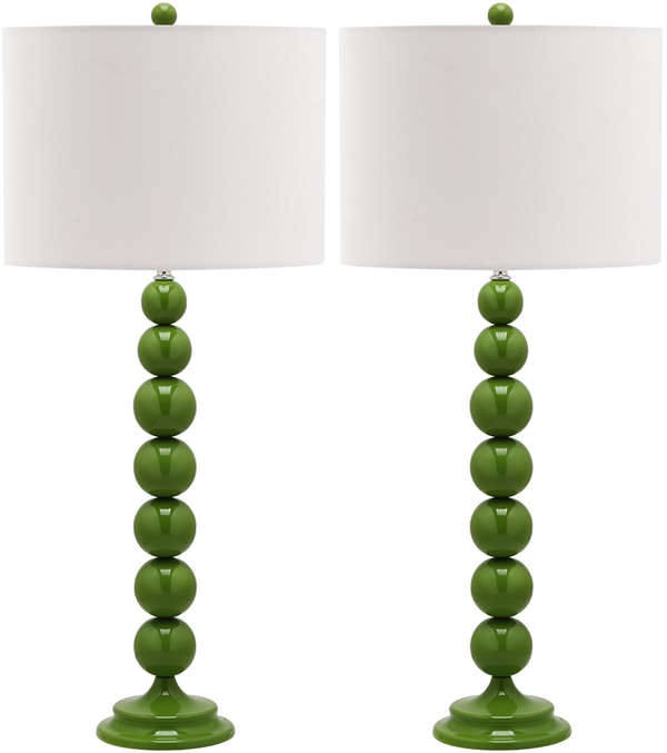 Jenna 31.5-Inch H Stacked Ball Lamp, 14" X 31.5", Green, Set Of 2