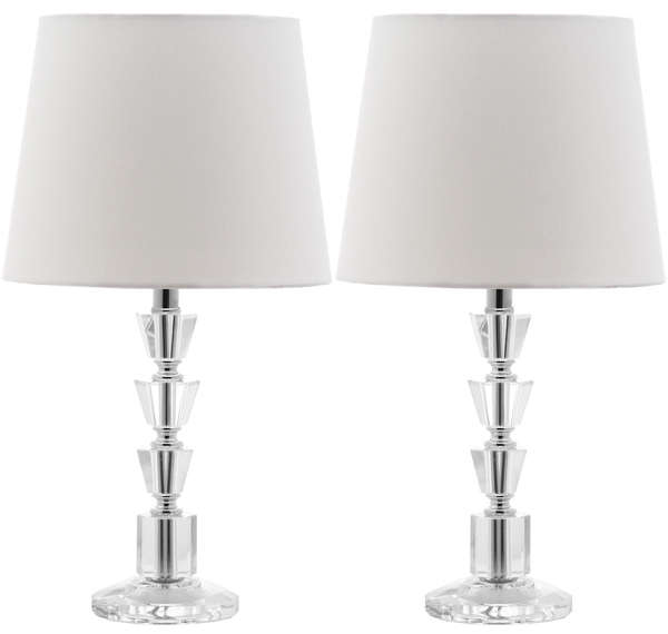 Harlow 16-Inch H Tiered Crystal Dark Grey Lamp, 9" X 16", Crystal/30% Cotton; 70% Polyester, Set Of 2