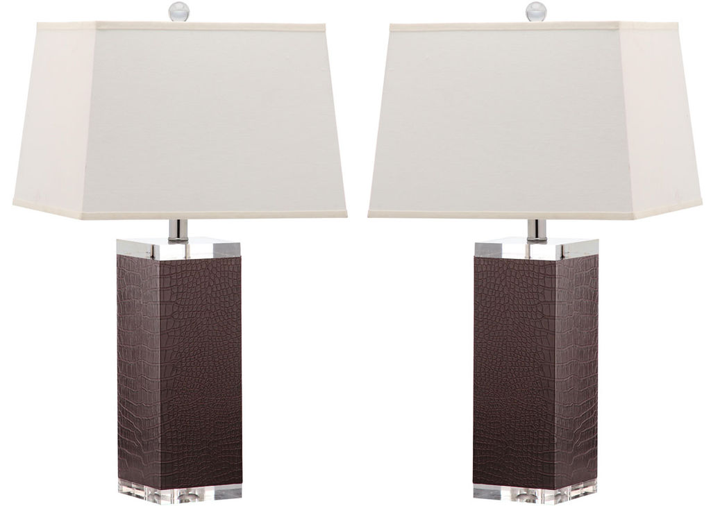 Preview image for Deco 27-Inch H Leather Table Lamp, 14" X 27", Brown, Set Of 2