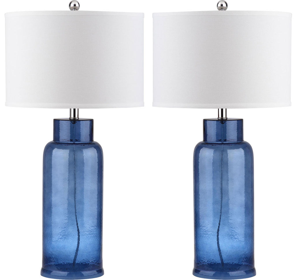 Bottle 29-Inch H Glass Table Lamp, 15.5" X 29", Blue, Set Of 2