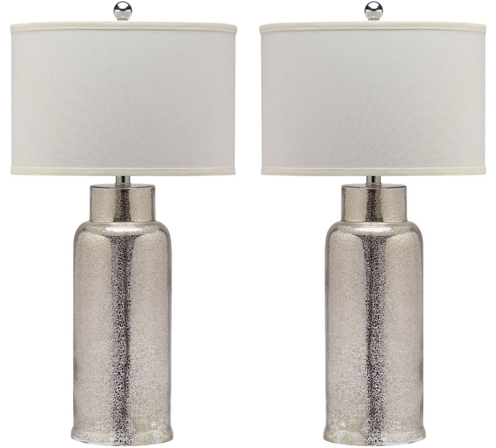 Bottle 29-Inch H Glass Table Lamp, 15.5" X 29", Ivory/Silver, Set Of 2