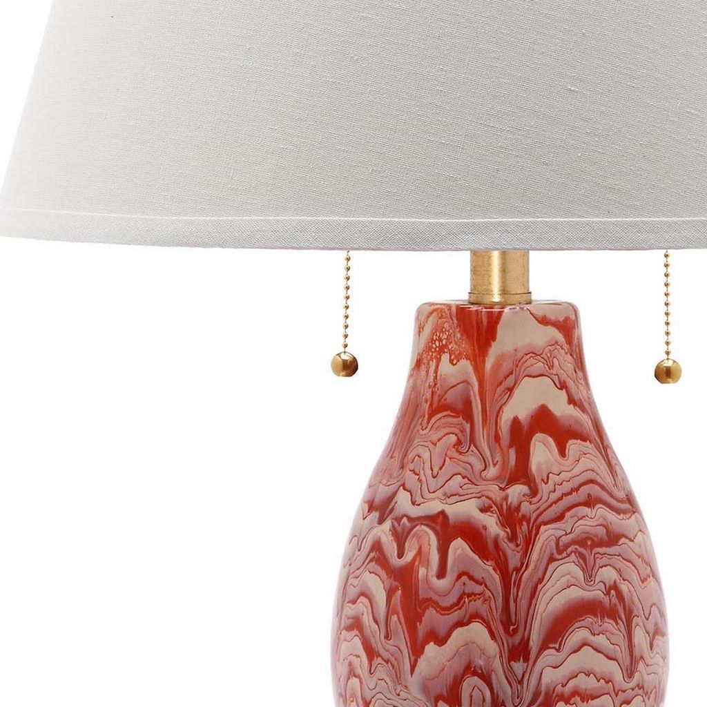 Color Swirls 28-Inch H Glass Table Lamp, 17" X 28", Orange/White, Set Of 2