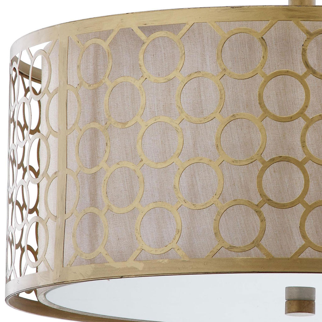 Giotta Circle Trellis 3 Light Antique Gold 16-Inch Dia Semi Flush, 16" X 12.375"
