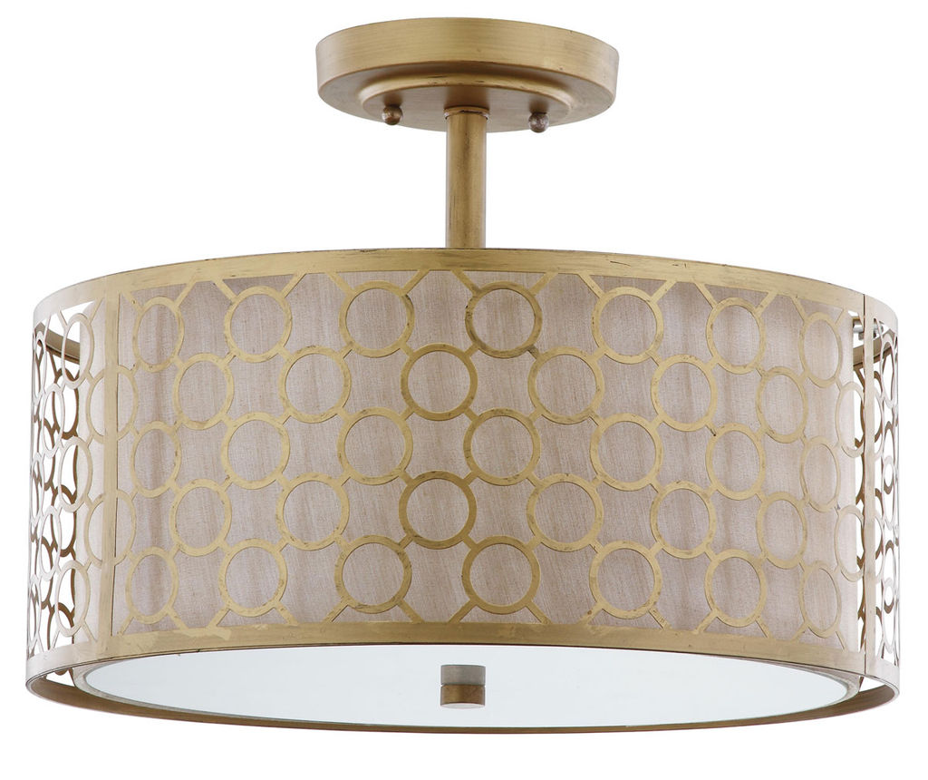 Giotta Circle Trellis 3 Light Antique Gold 16-Inch Dia Semi Flush, 16" X 12.375"