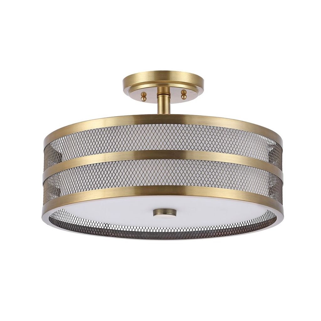 Preview image for Greta 3 Light Antique Gold 15.75-Inch Dia Veil Semi Flush, 15.75" X 9.625"