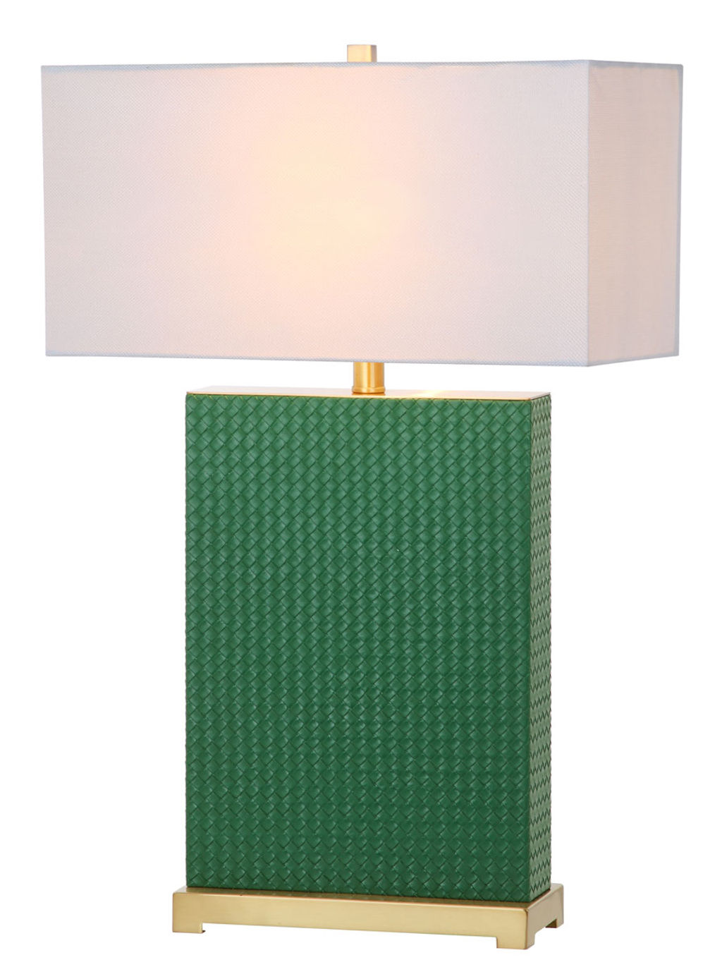Joyce 27.75-Inch H Faux Woven Leather Table Lamp, 18" X 27.75", Dark Green, Set Of 2
