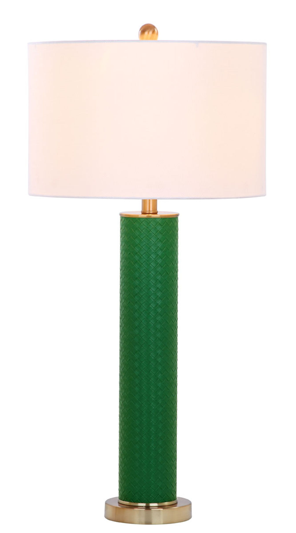 Ollie 31.5-Inch H Faux Woven Leather Table Lamp, 15" X 31.5", Dark Green, Set Of 2