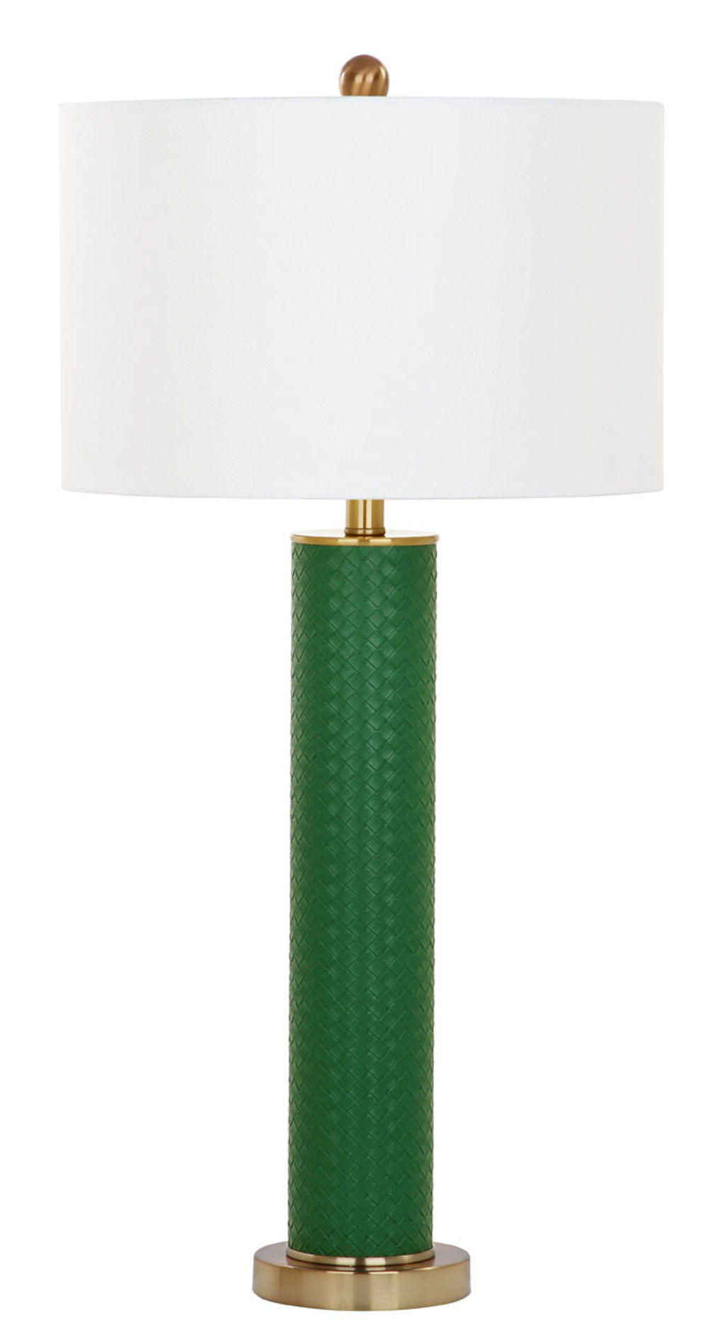 Ollie 31.5-Inch H Faux Woven Leather Table Lamp, 15" X 31.5", Dark Green, Set Of 2