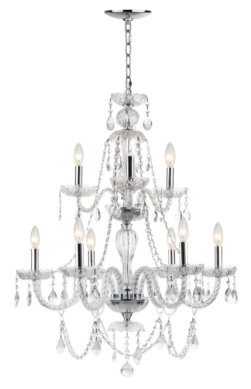 Aura 9 Light 26-Inchdia Adjustable Beaded Chandelier, 26.38" X 110"