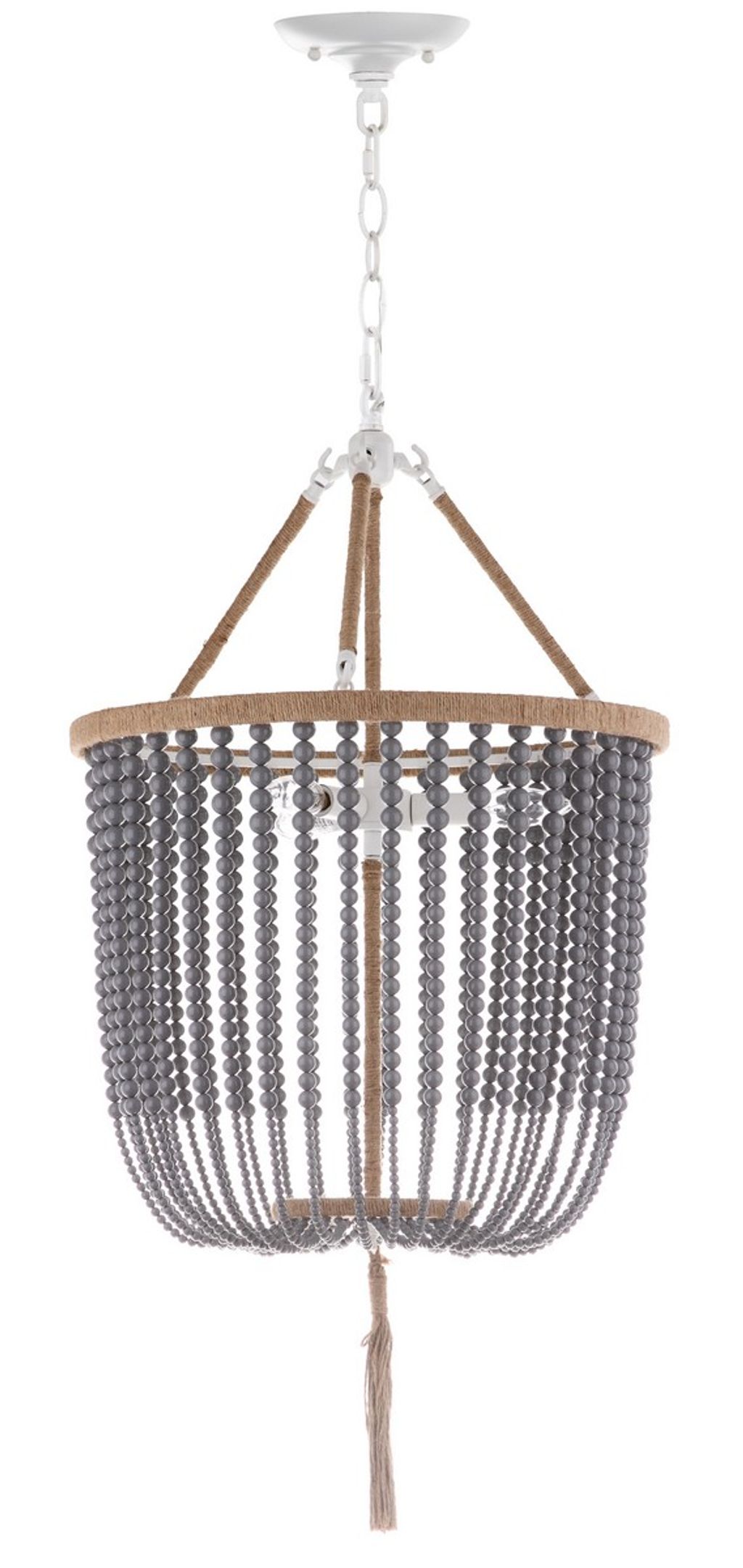Angie 3 Light Grey 18-Inch Dia Beaded Pendant, 18" X 107.5"