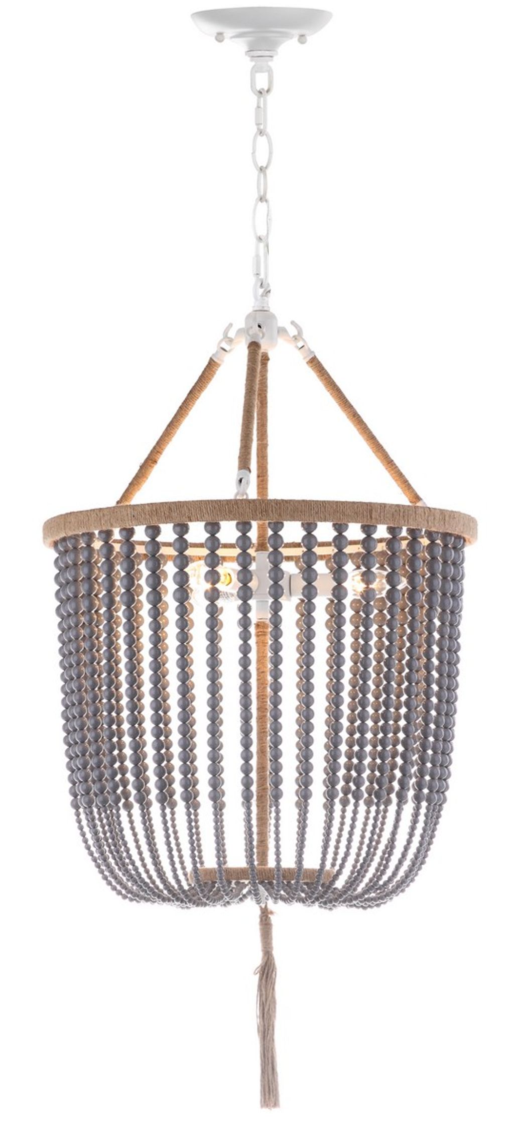 Angie 3 Light Grey 18-Inch Dia Beaded Pendant, 18" X 107.5"