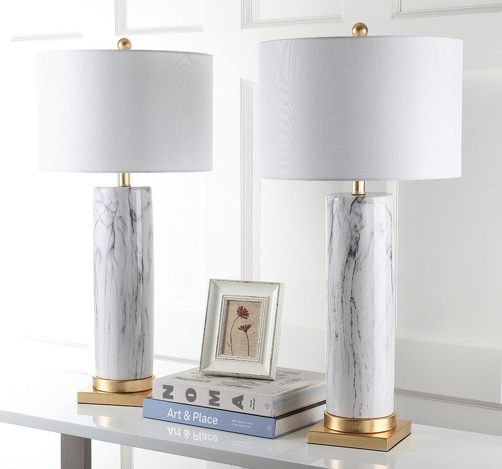 Sonia Faux Marble 31.25-Inch H Table Lamp, 15" X 31.25", Set Of 2