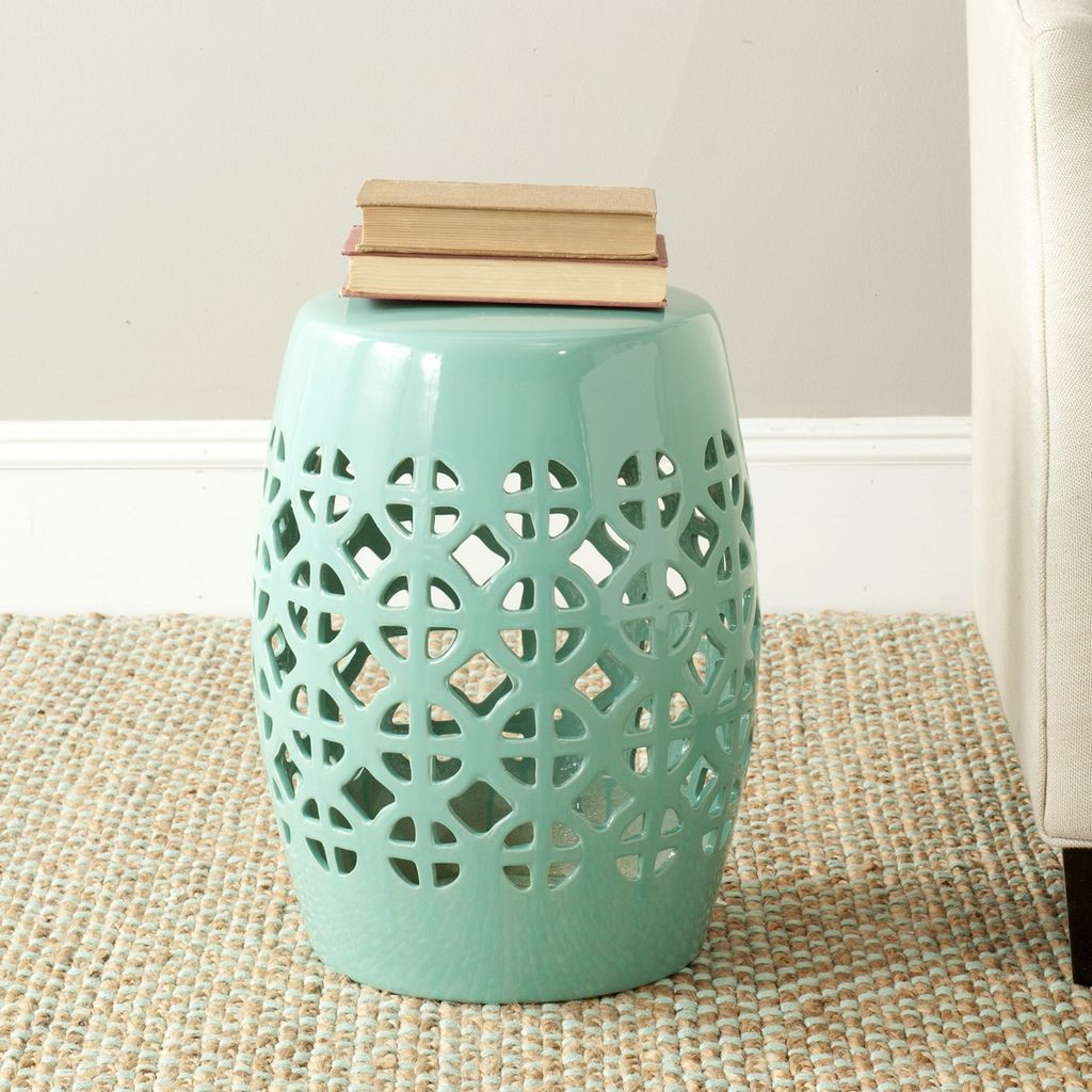 Preview image for Robins Egg Blue Circle Lattice Garden Stool, 13.5" X 17"